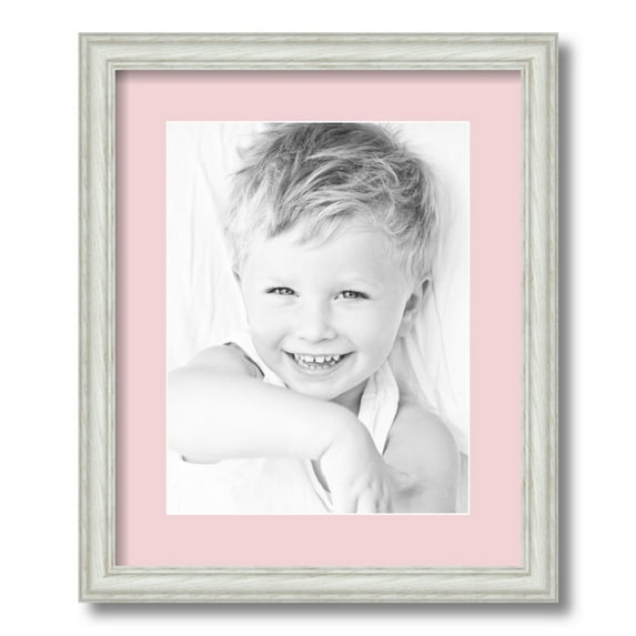 ArtToFrames 14x17 Matted Picture Frame with 10x13 Single Mat Photo Opening Framed in 1.25 Off White Wash on Ash and 2 Hollyhock Mat (FWM-4098-14x17)