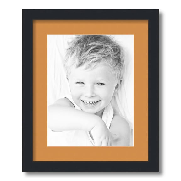 ArtToFrames 14x17 Matted Picture Frame with 10x13 Single Mat Photo Opening Framed in 1.25 Satin Black and 2 Amber Mat (FWM-3926-14x17)