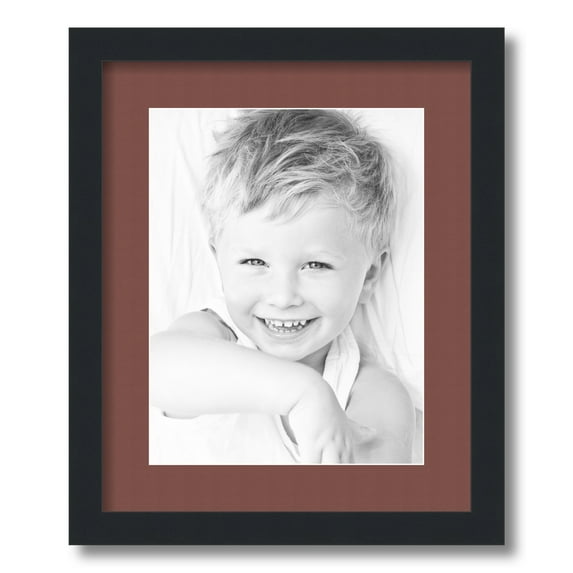 ArtToFrames 14x17" Matted Picture Frame with 10x13" Single Mat Photo Opening Framed in 1.25" Satin Black and 2" Brique Mat (FWM-3926-14x17)
