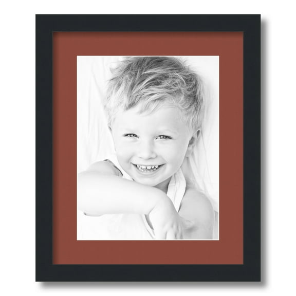 ArtToFrames 14x17" Matted Picture Frame with 10x13" Single Mat Photo Opening Framed in 1.25" Satin Black and 2" Cognac Mat (FWM-3926-14x17)