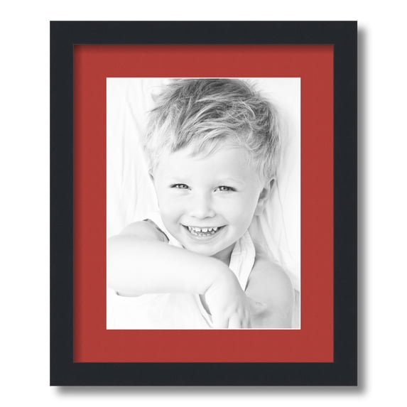 ArtToFrames 14x17 Matted Picture Frame with 10x13 Single Mat Photo Opening Framed in 1.25 Satin Black and 2 Deep Red Mat (FWM-3926-14x17)