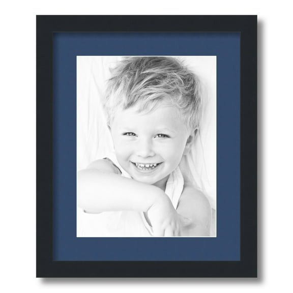 ArtToFrames 14x17 Matted Picture Frame with 10x13 Single Mat Photo Opening Framed in 1.25 Satin Black and 2 Delft Blue Mat (FWM-3926-14x17)