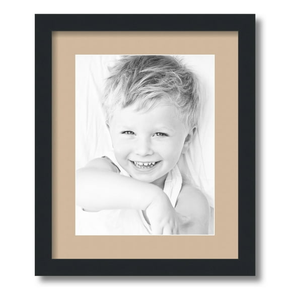 ArtToFrames 14x17" Matted Picture Frame with 10x13" Single Mat Photo Opening Framed in 1.25" Satin Black and 2" Scotch Mist Mat (FWM-3926-14x17)
