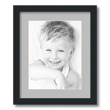 ArtToFrames 14x17" Matted Picture Frame with 10x13" Single Mat Photo Opening Framed in 1.25" Satin Black and 2" TV Grey Mat (FWM-3926-14x17)
