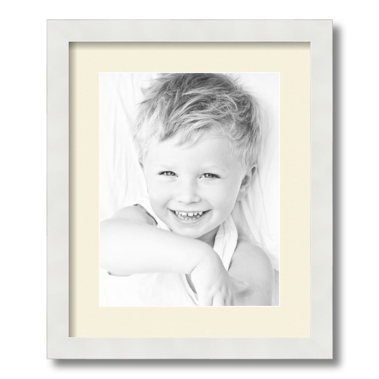 14x17 White Wood Picture Frame with Ivory Mat