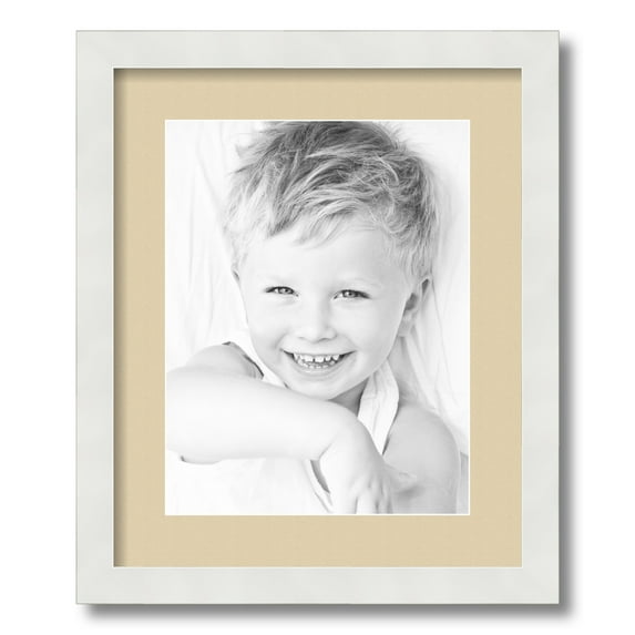 ArtToFrames 14x17" Matted Picture Frame with 10x13" Single Mat Photo Opening Framed in 1.25" Satin White Frame and 2" Seaside Mat (FWM-3966-14x17)