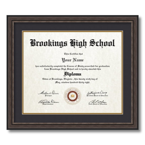 ArtToFrames 14x17 inch Diploma Frame - Framed in Grey and Black Frame with Black and Gold Mats, Comes with Regular Plexi Glass and Sawtooth Hanger for Wall Hanging (D-4448-14x17)