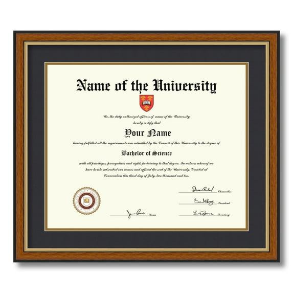 ArtToFrames 14x17 inch Diploma Frame - Framed in Medium Tri-colored Frame with Black and Gold Mats, Comes with Regular Plexi Glass and Sawtooth Hanger for Wall Hanging (D-4446-14x17)