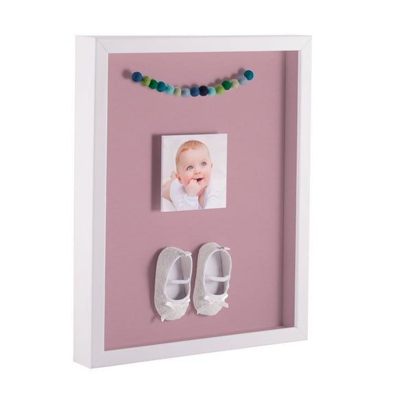 ArtToFrames 14x18 Inch Shadow Box Picture Frame, with a Satin White 1 Wide Shadowbox frame and Seashell Mat Backing (4655)
