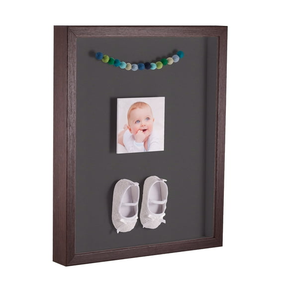 ArtToFrames 14x18 Inch Shadow Box Picture Frame, with a Verlinga Brown 1 Wide Shadowbox frame and Charcoal Mat Backing (4656)