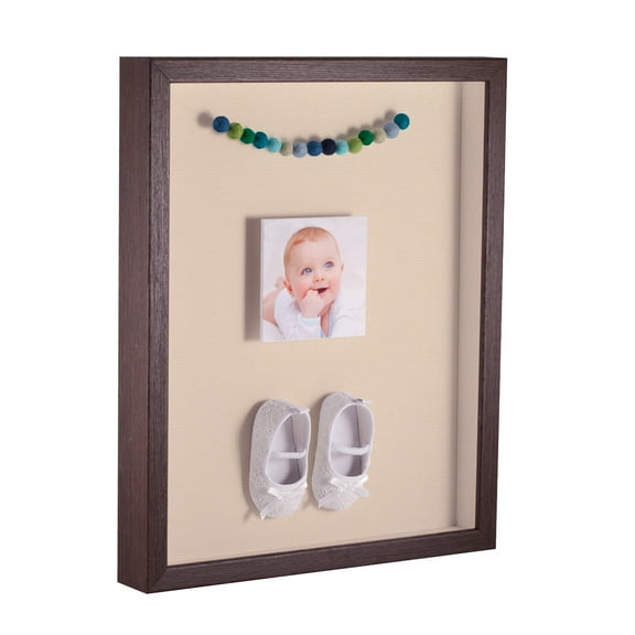ArtToFrames 14x18 Inch Shadow Box Picture Frame, with a Verlinga Brown 1 Wide Shadowbox frame and French Creme Mat Backing (4656)