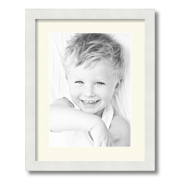 ArtToFrames 14x18 Matted Picture Frame with 10x14 Single Mat Photo Opening Framed in 1.25 Satin White Frame and 2 Brilliant White Mat (FWM-3966-14x18)