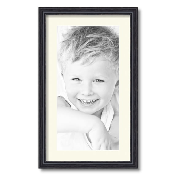 ArtToFrames 14x24 Matted Picture Frame with 10x20 Single Mat Photo Opening Framed in 1.25 Black Stain on Solid Red Oak and 2 Brilliant White Mat (FWM-4083-14x24)