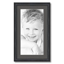 ArtToFrames 14x24" Matted Picture Frame with 10x20" Single Mat Photo Opening Framed in 1.25" Black Stain on Solid Red Oak and 2" Charcoal Mat (FWM-4083-14x24)