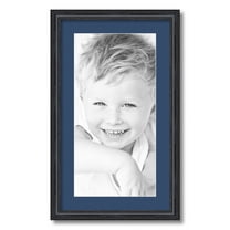 ArtToFrames 14x24 Matted Picture Frame with 10x20 Single Mat Photo Opening Framed in 1.25 Black Stain on Solid Red Oak and 2 Delft Blue Mat (FWM-4083-14x24)