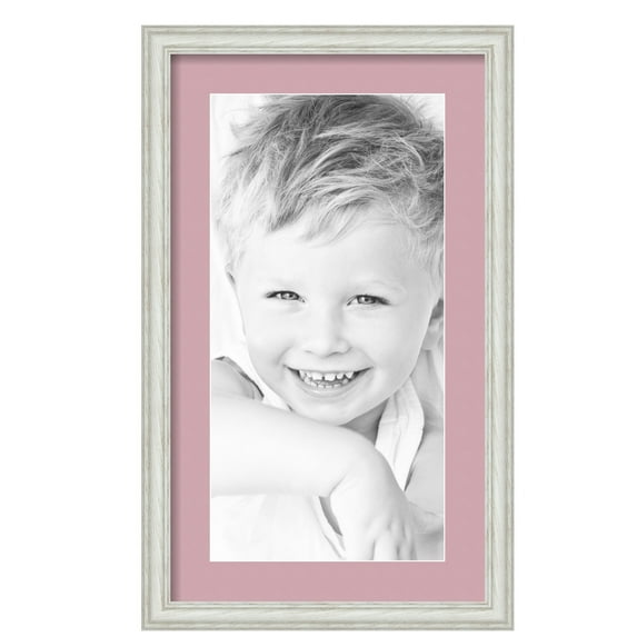 ArtToFrames 14x24" Matted Picture Frame with 10x20" Single Mat Photo Opening Framed in 1.25" Off White Wash on Ash and 2" Seashell Mat (FWM-4098-14x24)