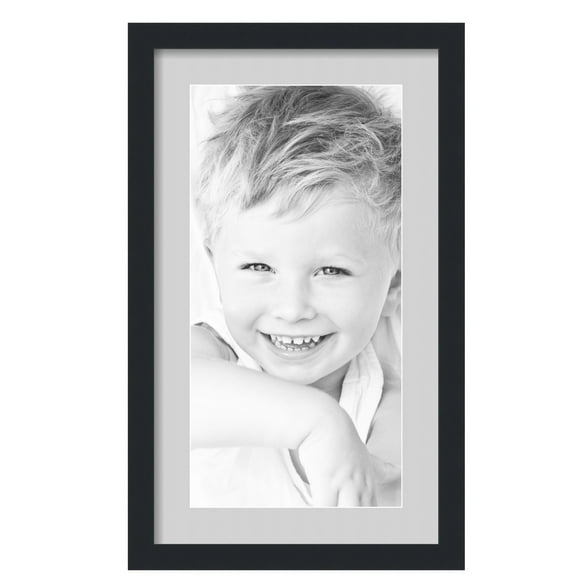 ArtToFrames 14x24" Matted Picture Frame with 10x20" Single Mat Photo Opening Framed in 1.25" Satin Black and 2" Candlewick Mat (FWM-3926-14x24)