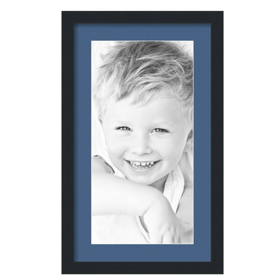 ArtToFrames 14x24" Matted Picture Frame with 10x20" Single Mat Photo Opening Framed in 1.25" Satin Black and 2" Royal Mat (FWM-3926-14x24)