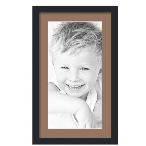 ArtToFrames 14x24" Matted Picture Frame with 10x20" Single Mat Photo Opening Framed in 1.25" Satin Black and 2" Sandpiper Mat (FWM-3926-14x24)