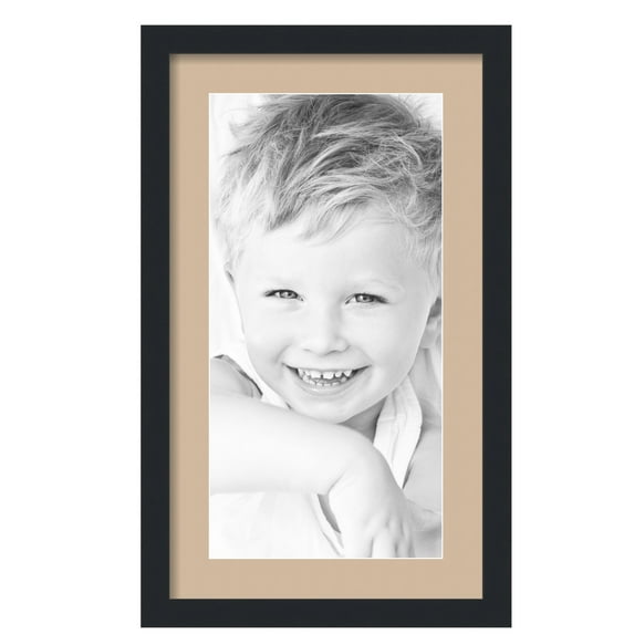 ArtToFrames 14x24" Matted Picture Frame with 10x20" Single Mat Photo Opening Framed in 1.25" Satin Black and 2" Scotch Mist Mat (FWM-3926-14x24)