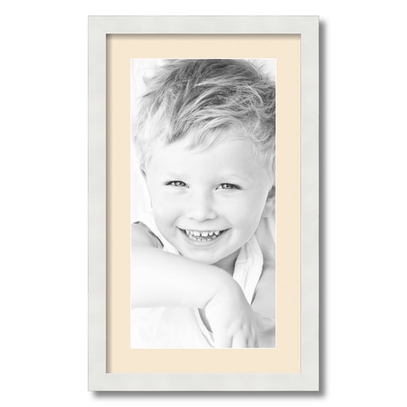 ArtToFrames 14x24" Matted Picture Frame with 10x20" Single Mat Photo Opening Framed in 1.25" Satin White Frame and 2" Alabaster Mat (FWM-3966-14x24)