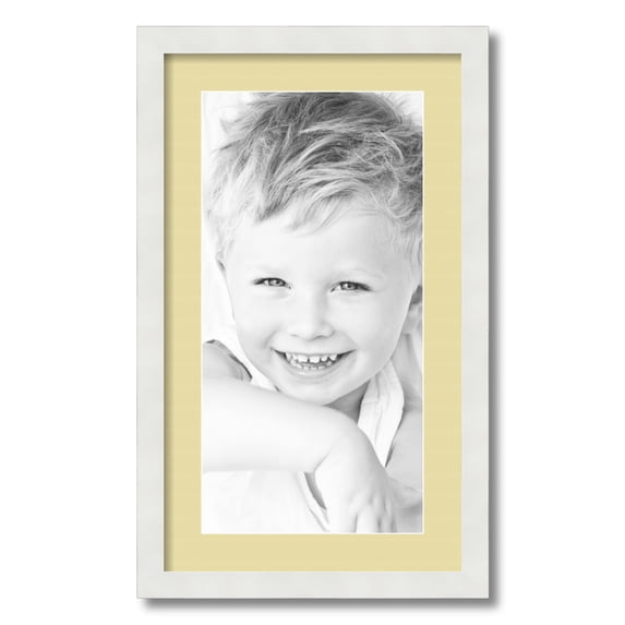 ArtToFrames 14x24 Matted Picture Frame with 10x20 Single Mat Photo Opening Framed in 1.25 Satin White Frame and 2 Buttercup Mat (FWM-3966-14x24)