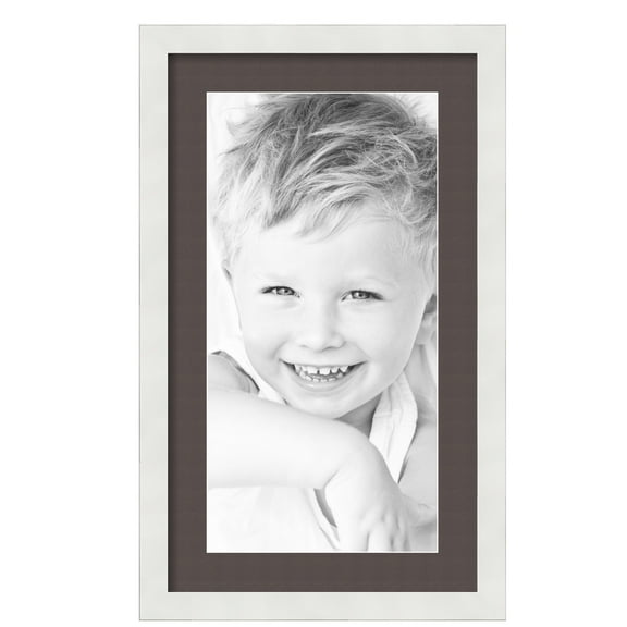 ArtToFrames 14x24" Matted Picture Frame with 10x20" Single Mat Photo Opening Framed in 1.25" Satin White Frame and 2" Chestnut Mat (FWM-3966-14x24)