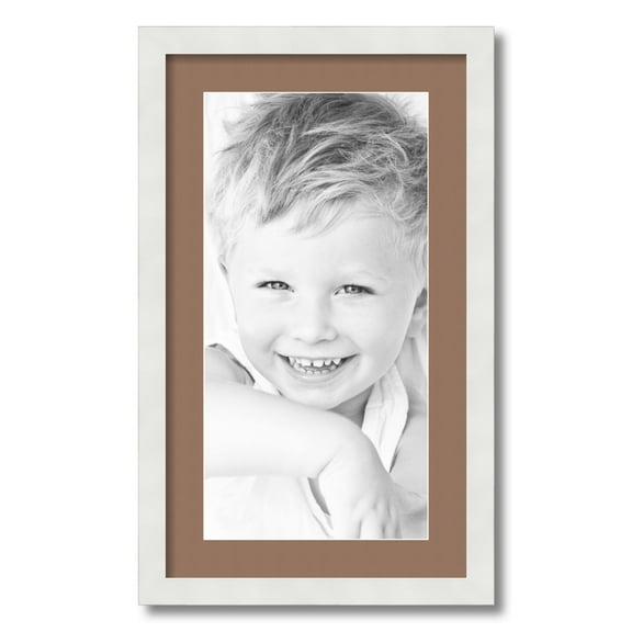 ArtToFrames 14x24 Matted Picture Frame with 10x20 Single Mat Photo Opening Framed in 1.25 Satin White Frame and 2 Sandpiper Mat (FWM-3966-14x24)