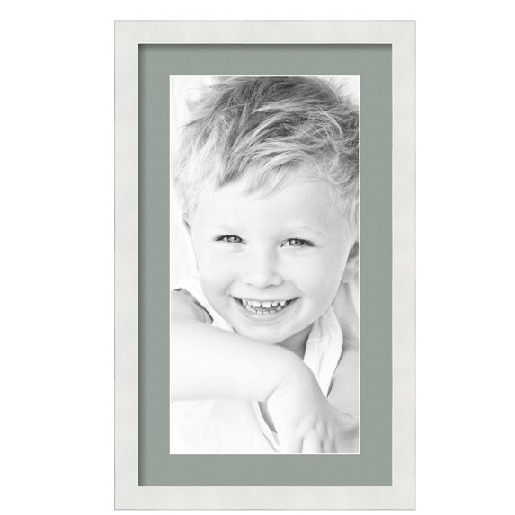 ArtToFrames 14x24" Matted Picture Frame with 10x20" Single Mat Photo Opening Framed in 1.25" Satin White Frame and 2" Silverpine Mat (FWM-3966-14x24)