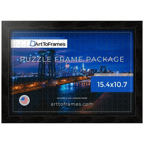 ArtToFrames 15.4x10.7 Inch - 39x27 CM Black Puzzle Frame for 300 piece Puzzles.1.13 Inch Custom Wood Puzzle Frames, Black - Comes with Regular Glass