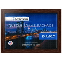 ArtToFrames 15.4x10.7 Inch - 39x27 CM Brown Puzzle Frame for 300 piece Puzzles.1.13 Inch Custom Wood Puzzle Frames, Walnut - Comes with Regular Glass