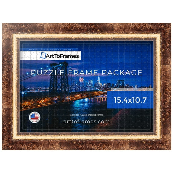 ArtToFrames 15.4x10.7 Inch - 39x27 CM Multi Puzzle Frame for 300 piece Puzzles.2.00 Inch Custom Wood Puzzle Frames, Monticello - Comes with Regular Glass