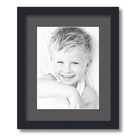 ArtToFrames 13x16" Matted Picture Frame with 9x12" Single Mat Photo Opening Framed in 1.25" Satin Black and 2" Charcoal Mat (FWM-3926-13x16)