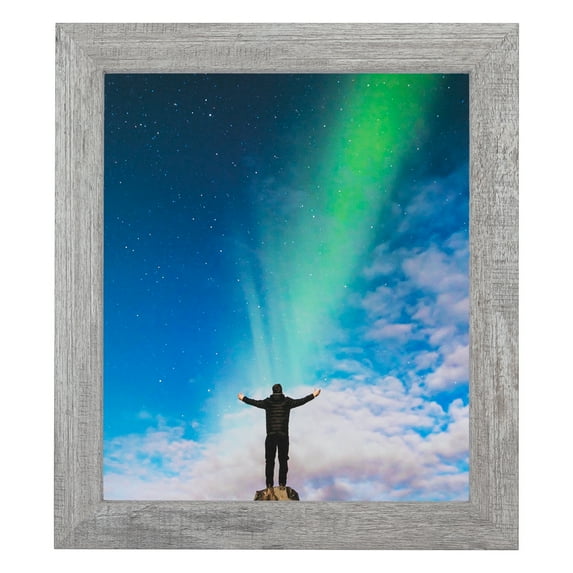 ArtToFrames 15" x 18" Winter White Barnwood 1.5 Inch Picture Frame, 15x18 inch Brown MDF Poster Frame (WOM-4661), 1 Pack