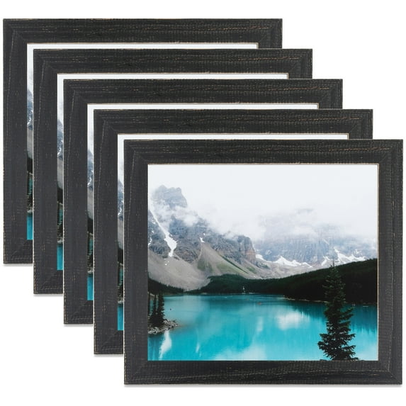 ArtToFrames 15" x 19" Distressed Black Picture Frame, 15x19 inch Black Wood Poster Frame (WOM-4592), 5 Pack