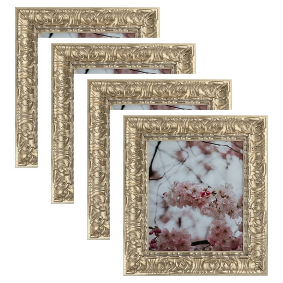 ArtToFrames 15" x 22" Antique Floral Silver Picture Frame, 15x22 inch Multi Wood Poster Frame (WOM-5168), 4 Pack