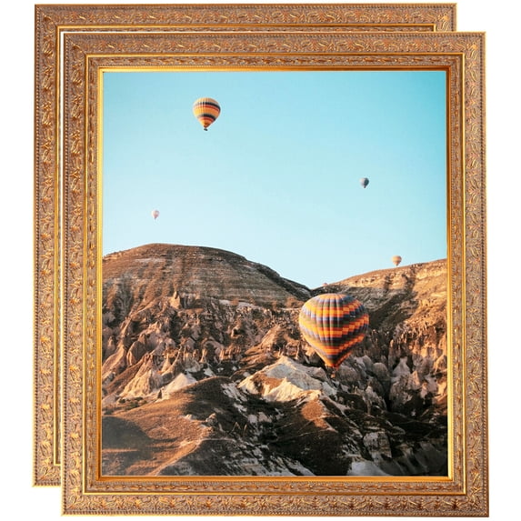 ArtToFrames 15" x 33" Gold Victorian Emboss Picture Frame, 15x33 inch Gold Wood Poster Frame (WOM-5081), 2 Pack