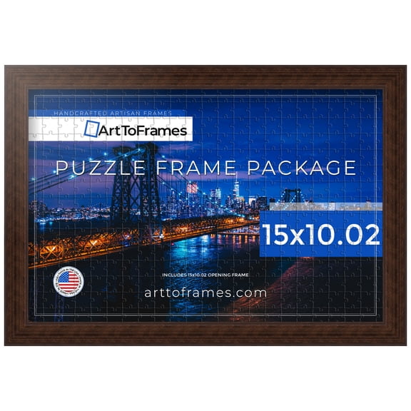ArtToFrames 15x10.02 Inch - 38x26 CM Brown Puzzle Frame for 1000 piece Puzzles.1.00 Inch Custom MDF Puzzle Frames, Walnut - Comes with Regular Glass