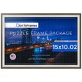 thumbnail image 1 of ArtToFrames 15x10.02 Inch - 38x26 CM Silver Puzzle Frame for 1000 piece Puzzles.0.75 Inch Custom Wood Puzzle Frames, Silver with Stained Grey - Comes with Regular Glass, 1 of 6