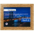 thumbnail image 1 of ArtToFrames 15x11.2 Inch - 28.5x38 CM Gold Puzzle Frame for 100 piece Puzzles.1.75 Inch Custom Wood Puzzle Frames, 1.75" wide - Gold and Black - Comes with Regular Glass, 1 of 6