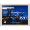 thumbnail image 1 of ArtToFrames 15x11.2 Inch - 28.5x38 CM White Puzzle Frame for 100 piece Puzzles.1.00 Inch Custom Wood Puzzle Frames, White - Comes with Regular Glass, 1 of 6