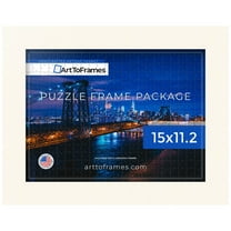 ArtToFrames 15x11.2 Inch - 28.5x38 CM White Puzzle Frame for 100 piece Puzzles.1.88 Inch Custom Wood Puzzle Frames, White - Comes with Regular Glass