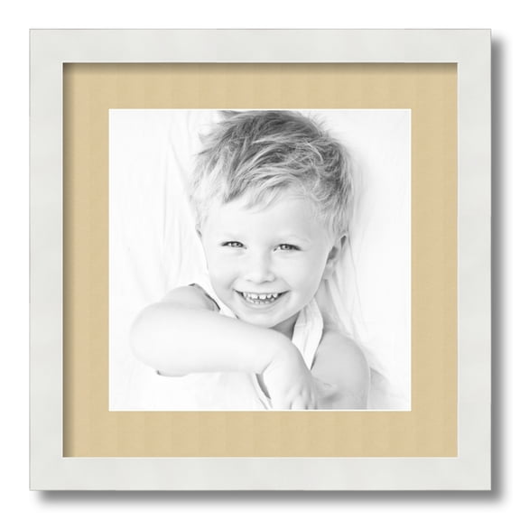 ArtToFrames 15x15 Matted Picture Frame with 11x11 Single Mat Photo Opening Framed in 1.25 Satin White Frame and 2 Green Whisper Mat (FWM-3966-15x15)