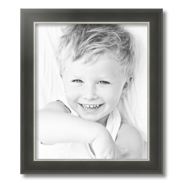 ArtToFrames 15x18 Inch Black Velvet with Silver Wide Picture Frame, This Black MDF Poster Frame is Great for Your Art or Photos, Comes with Regular Glass (4693)
