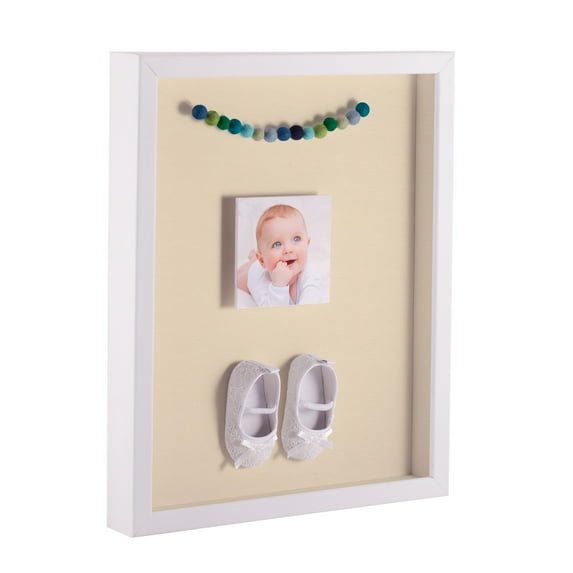 ArtToFrames 15x18 Inch Shadow Box Picture Frame, with a Satin White 1 Wide Shadowbox frame and Cream Mat Backing (4655)