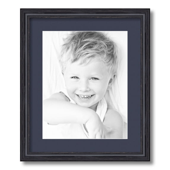 ArtToFrames 15x18 Matted Picture Frame with 11x14 Single Mat Photo Opening Framed in 1.25 Black Stain on Solid Red Oak and 2 Blue Jay Mat (FWM-4083-15x18)