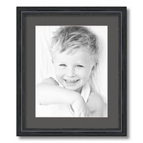 ArtToFrames 15x18" Matted Picture Frame with 11x14" Single Mat Photo Opening Framed in 1.25" Black Stain on Solid Red Oak and 2" Charcoal Mat (FWM-4083-15x18)