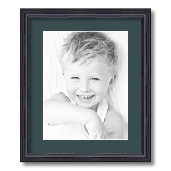 ArtToFrames 15x18 Matted Picture Frame with 11x14 Single Mat Photo Opening Framed in 1.25 Black Stain on Solid Red Oak and 2 Evergreen Mat (FWM-4083-15x18)