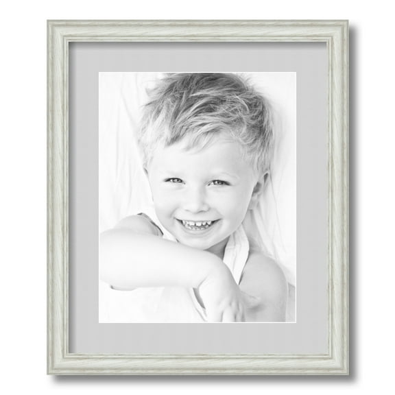 ArtToFrames 15x18 Matted Picture Frame with 11x14 Single Mat Photo Opening Framed in 1.25 Off White Wash on Ash and 2 Candlewick Mat (FWM-4098-15x18)