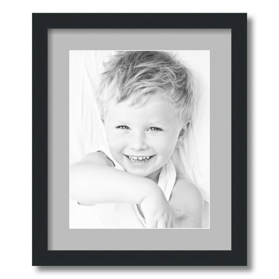 ArtToFrames 15x18" Matted Picture Frame with 11x14" Single Mat Photo Opening Framed in 1.25" Satin Black and 2" TV Grey Mat (FWM-3926-15x18)